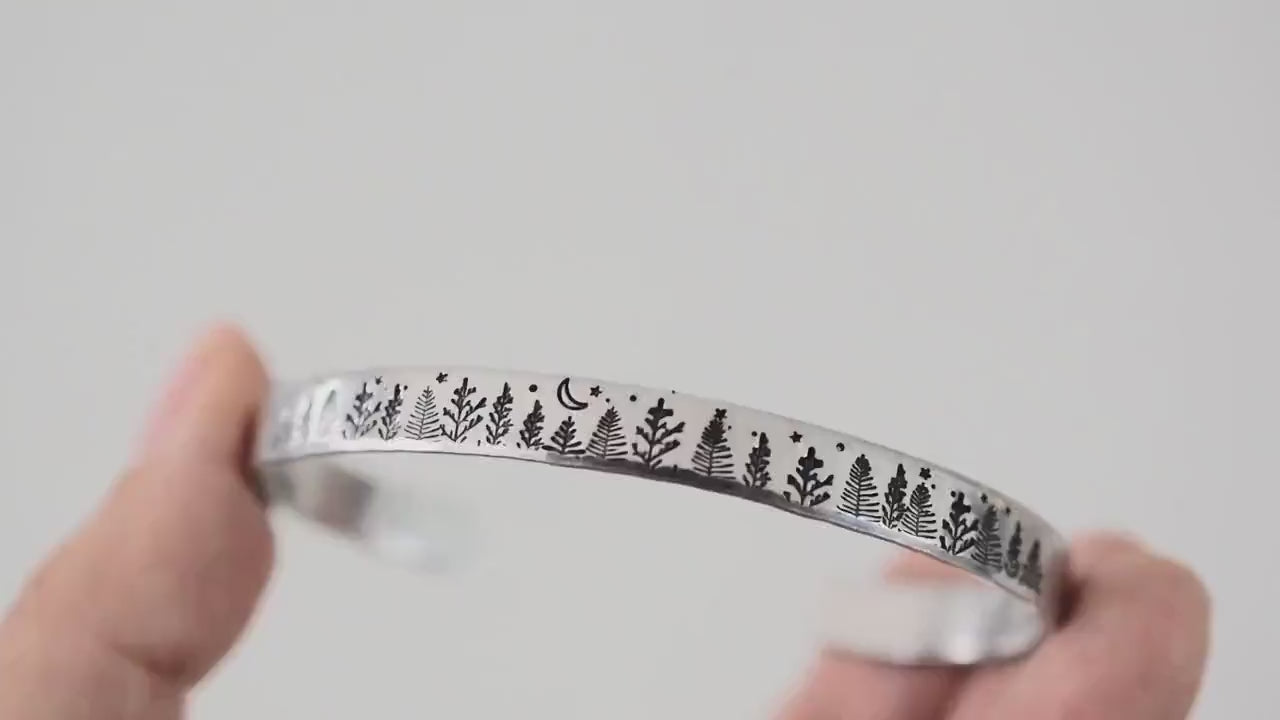 Forest Mountain Bracelet: Adjustable Tree Cuff Bracelet