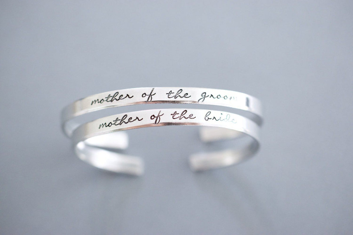 Mother of the Bride Mother of the Groom Cuff Bracelet Set 