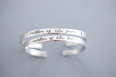 Mother of the Bride Mother of the Groom Cuff Bracelet Set