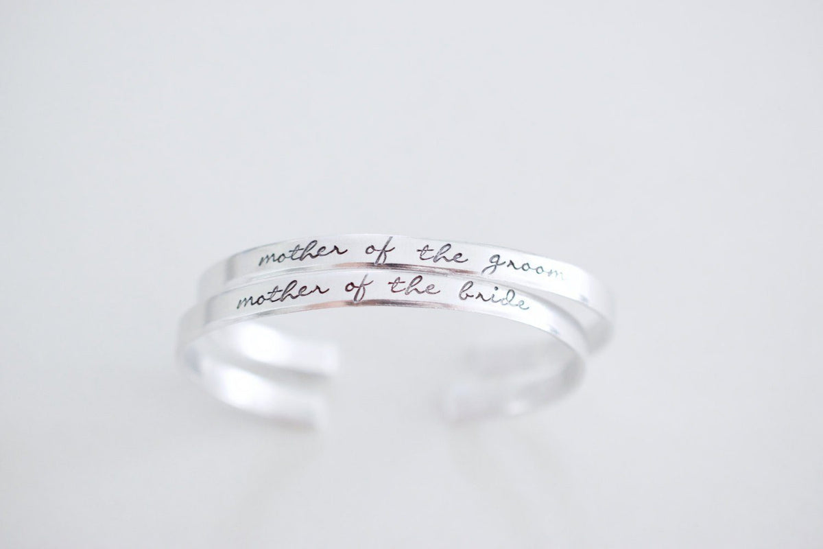 Mother of the Bride Mother of the Groom Cuff Bracelet Set 
