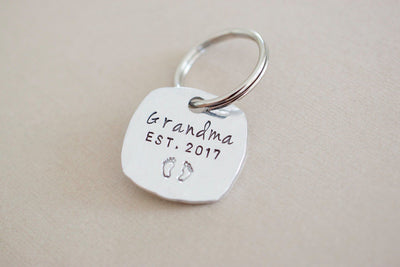 Grandparent Keychain Set | Hand Stamped Keychain, Grandma