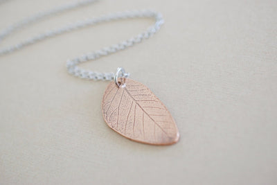 Copper Leaf Necklace | Fall Necklace, Up Close