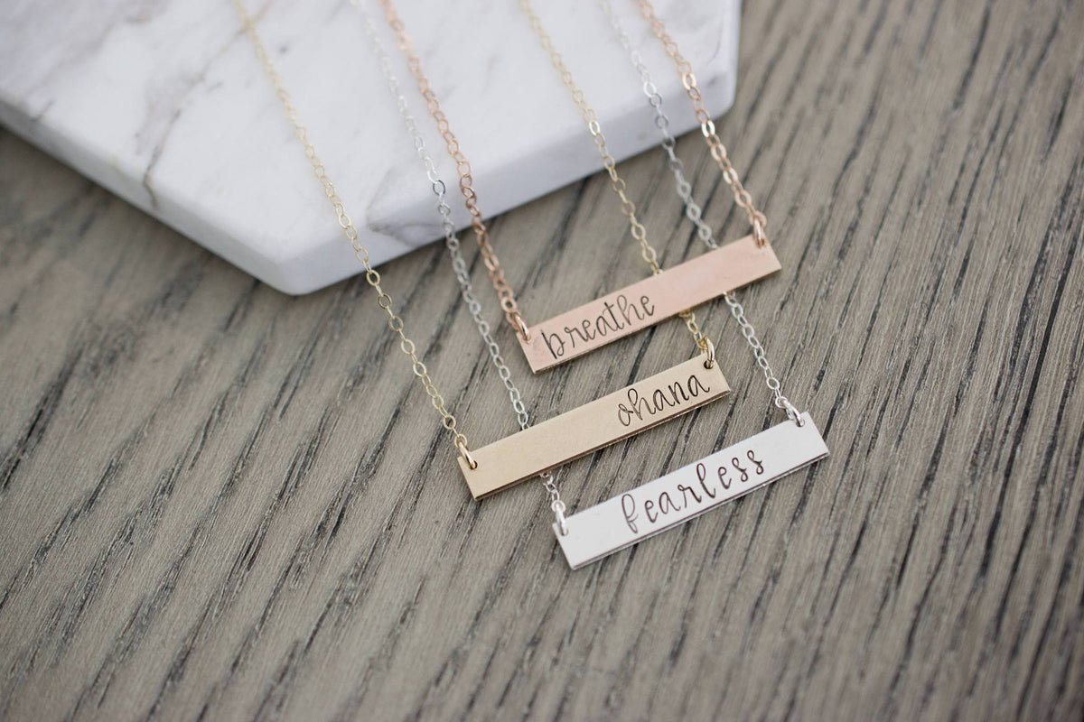 Personalized Bar Necklace - Tesoro Jewelry