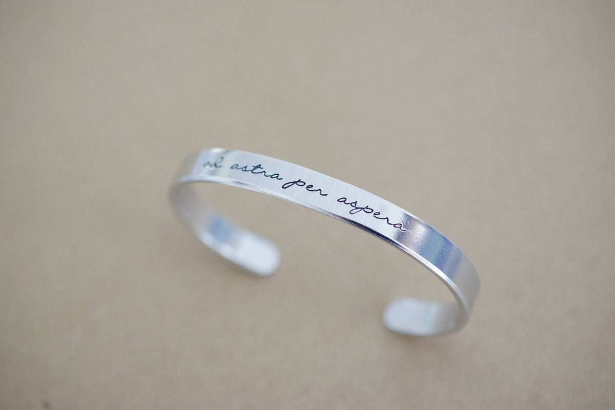Ad Astra Per Aspera Bracelet | Latin Cuff Bracelet, alternate angle