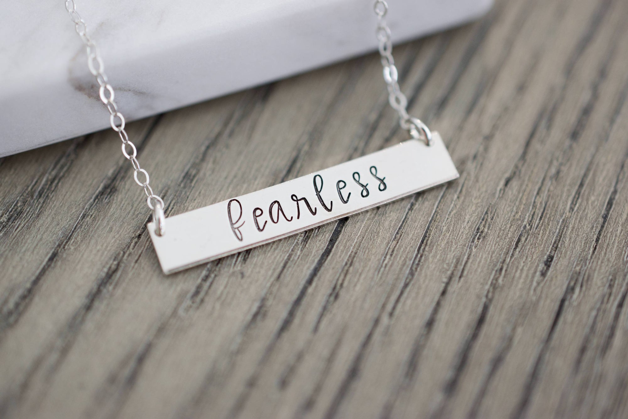 Fearless Bar Necklace, view from above