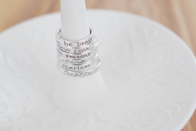 Faith Ring | Hand Stamped Ring, On Ring Dish
