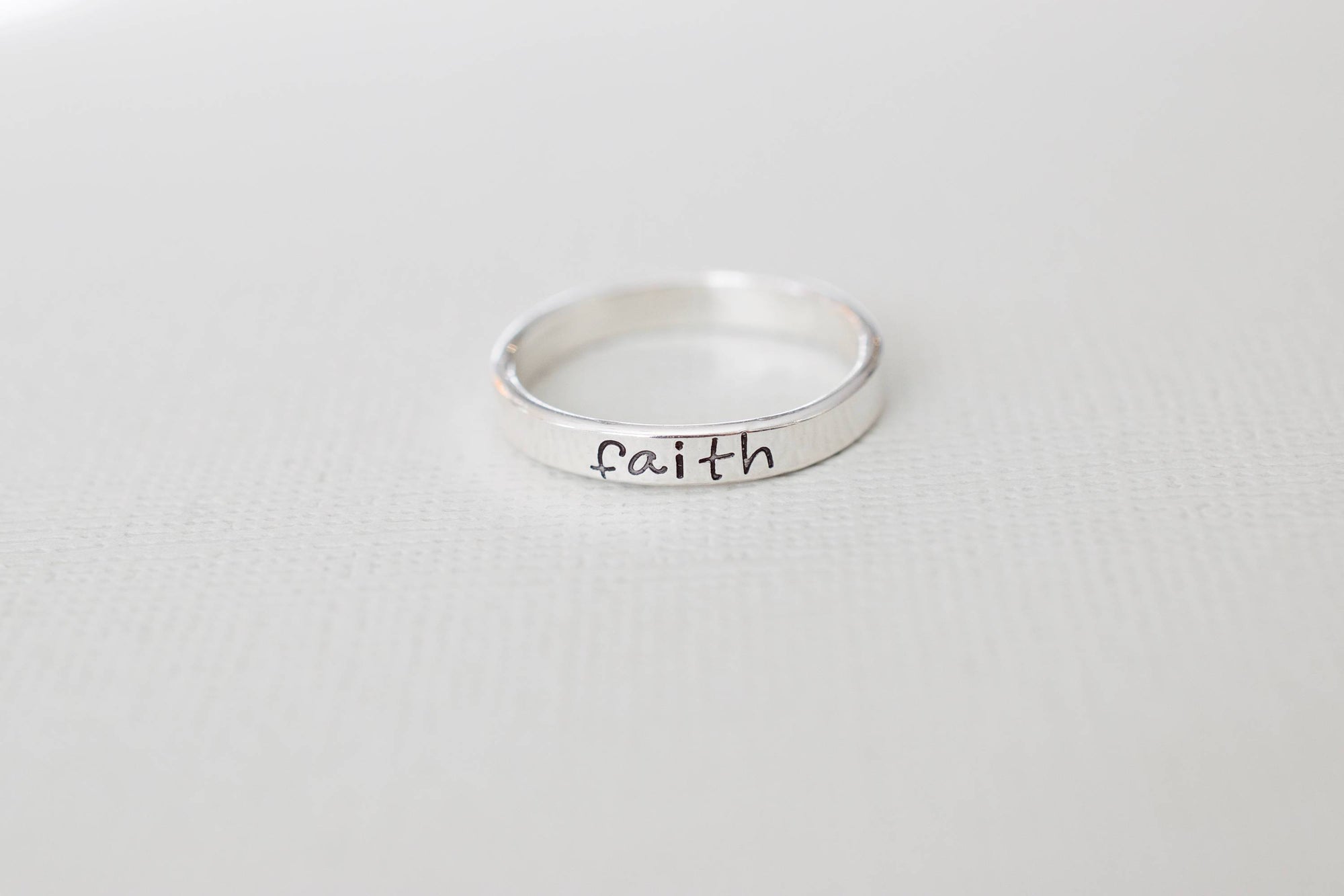 Faith Ring | Hand Stamped Ring, Wide View