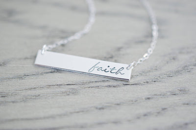 Faith Necklace | Hand Stamped Necklace, side view