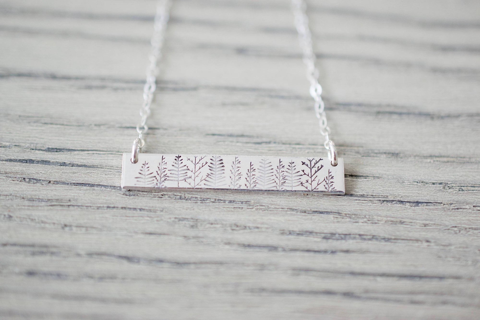 Forest Bar Necklace, view from above 