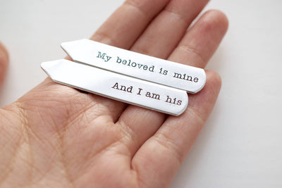My beloved is Mine And I am His Collar Stays | Hand Stamped Accessories, Straight View