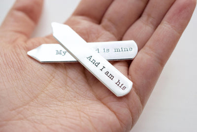 My beloved is Mine And I am His Collar Stays | Hand Stamped Accessories, In Palm