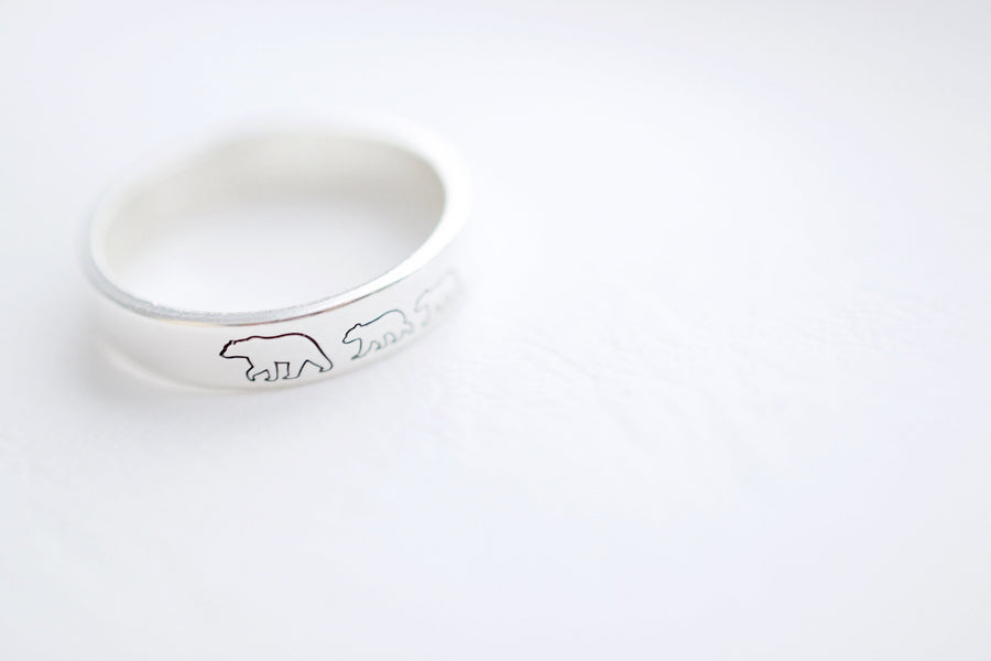 Mama Bear and Cubs Ring | Hand Stamped Ring