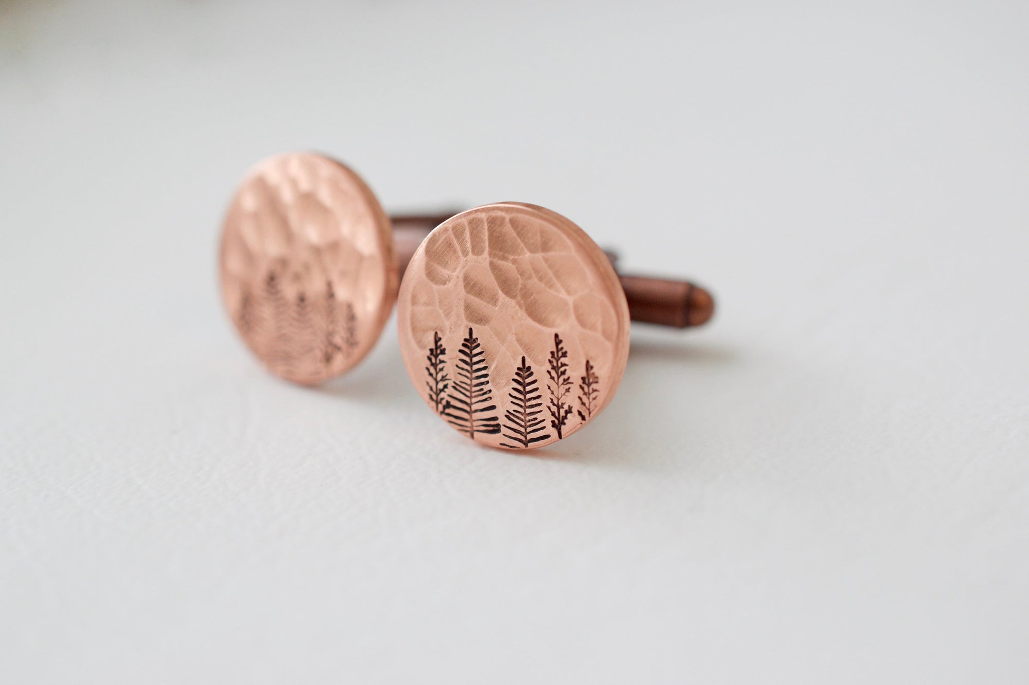 Copper Forest Cufflinks, close up