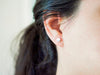 Initial Stud Earrings, in ear view
