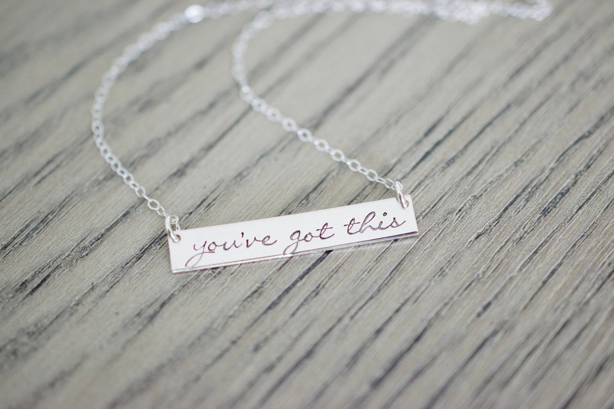 You&#39;ve Got This Necklace, wood background