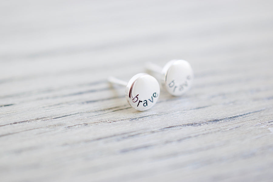 Brave Stud Earrings, close up