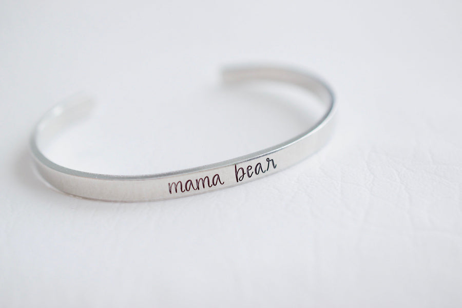 Mama Bear Bracelet, worn on wrist