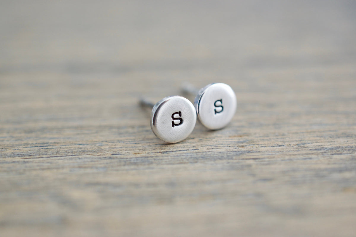 Initial Stud Earrings 