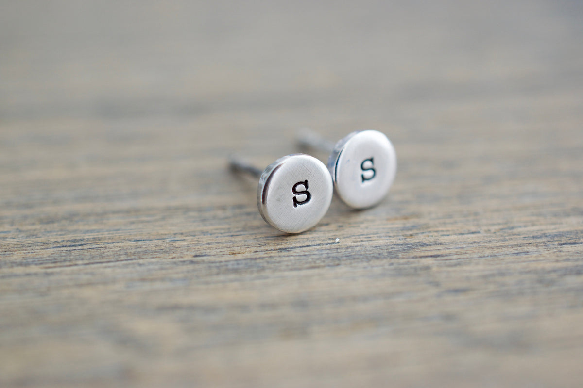 Initial Stud Earrings 