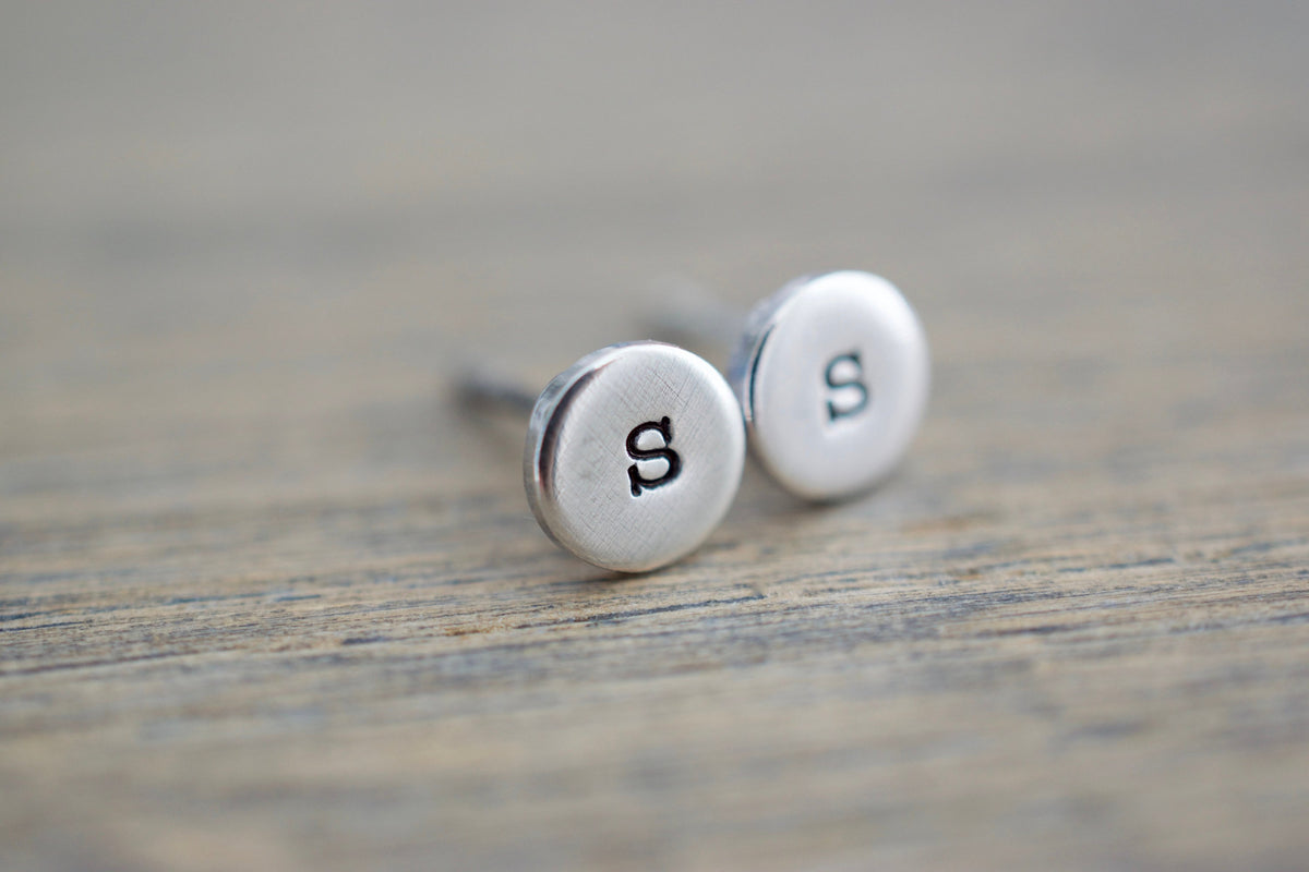 Initial Stud Earrings 