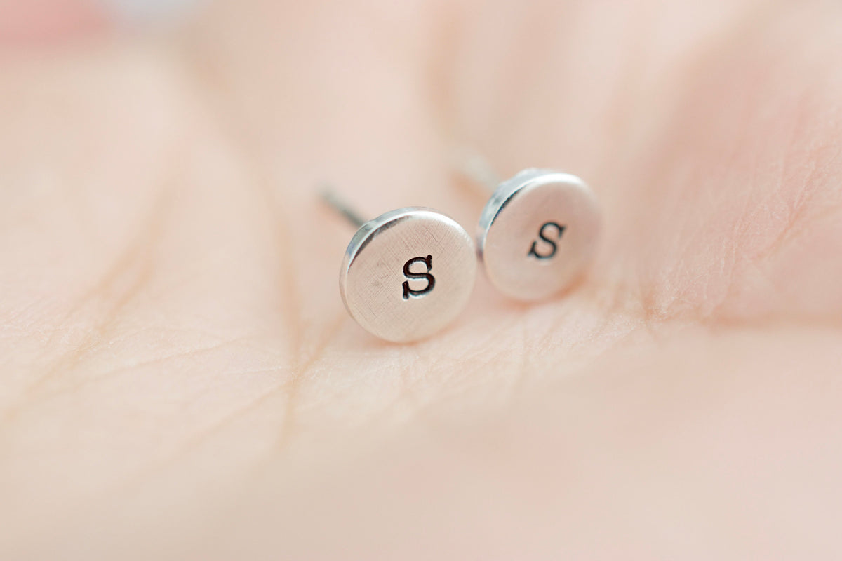 Initial Stud Earrings 