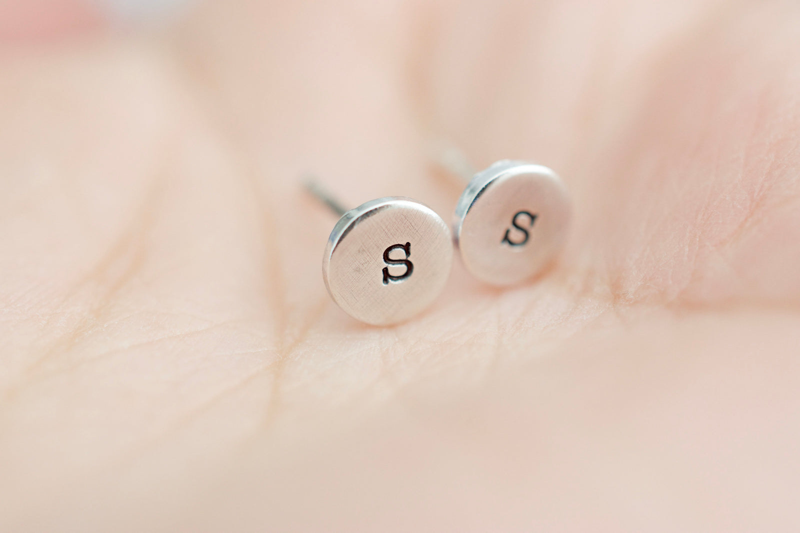 Initial Stud Earrings 