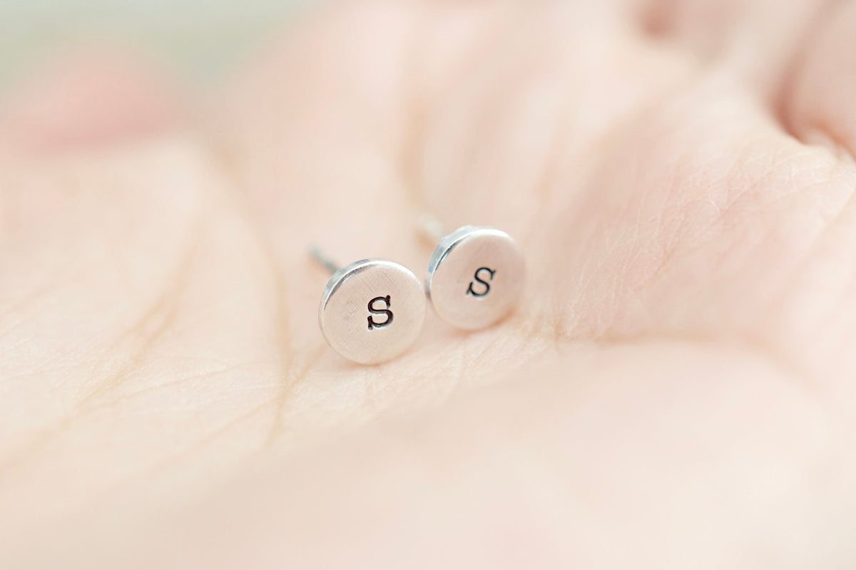 Initial Stud Earrings 