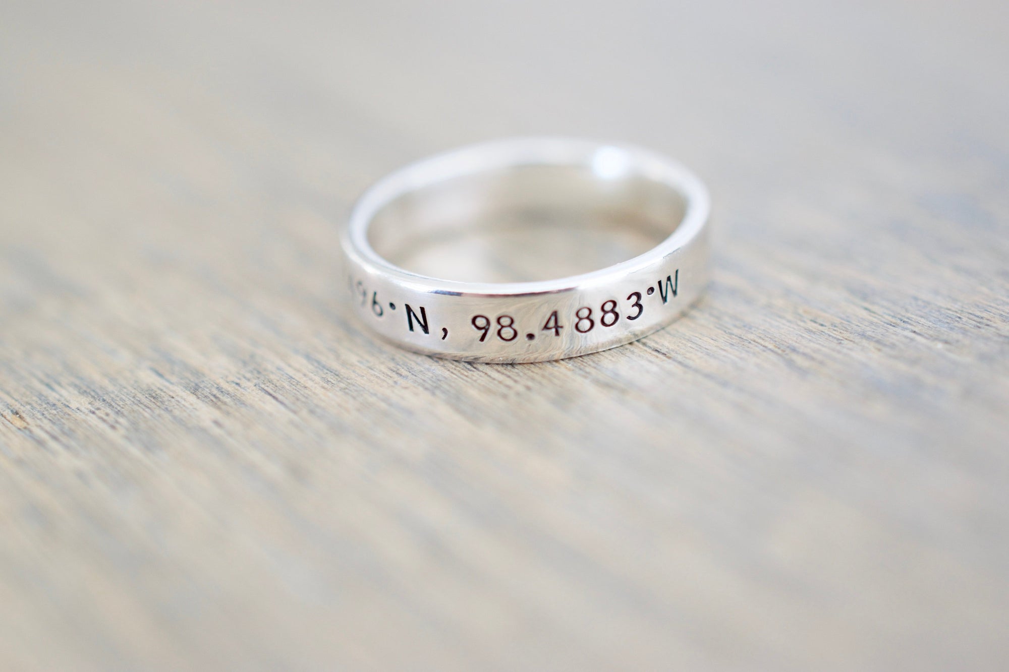 Personalized Engraved Ring /Coordinate Rings /Silver Rings Set /Anniversary Gift /Titanium Rings Set/ Latitude online Longtitude Ring