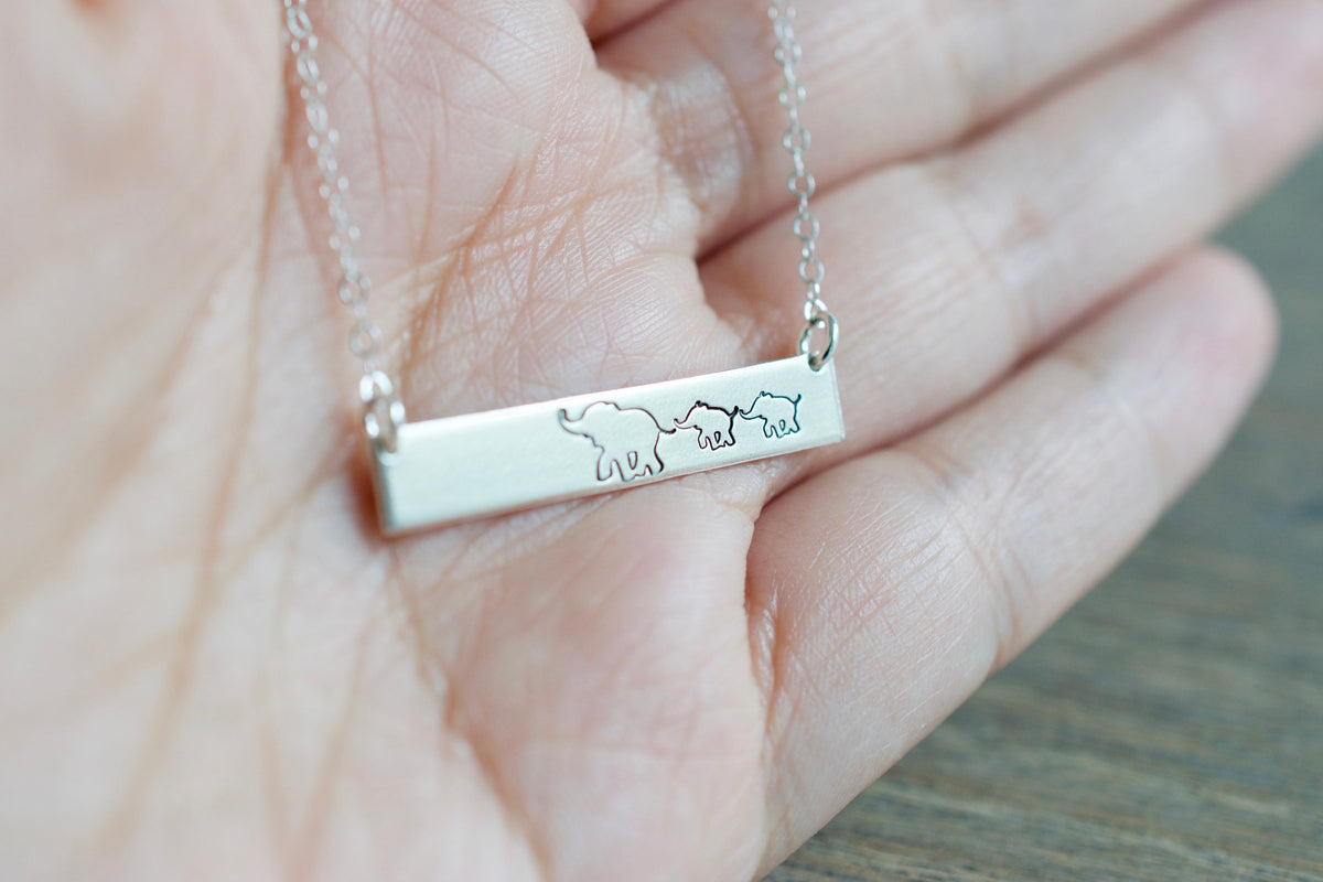 Elephant Mama and Baby Necklace 