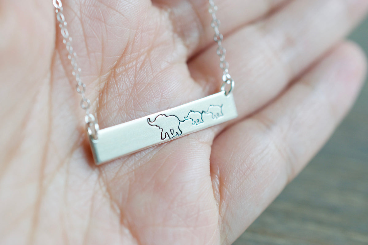 Elephant Mama and Baby Necklace 