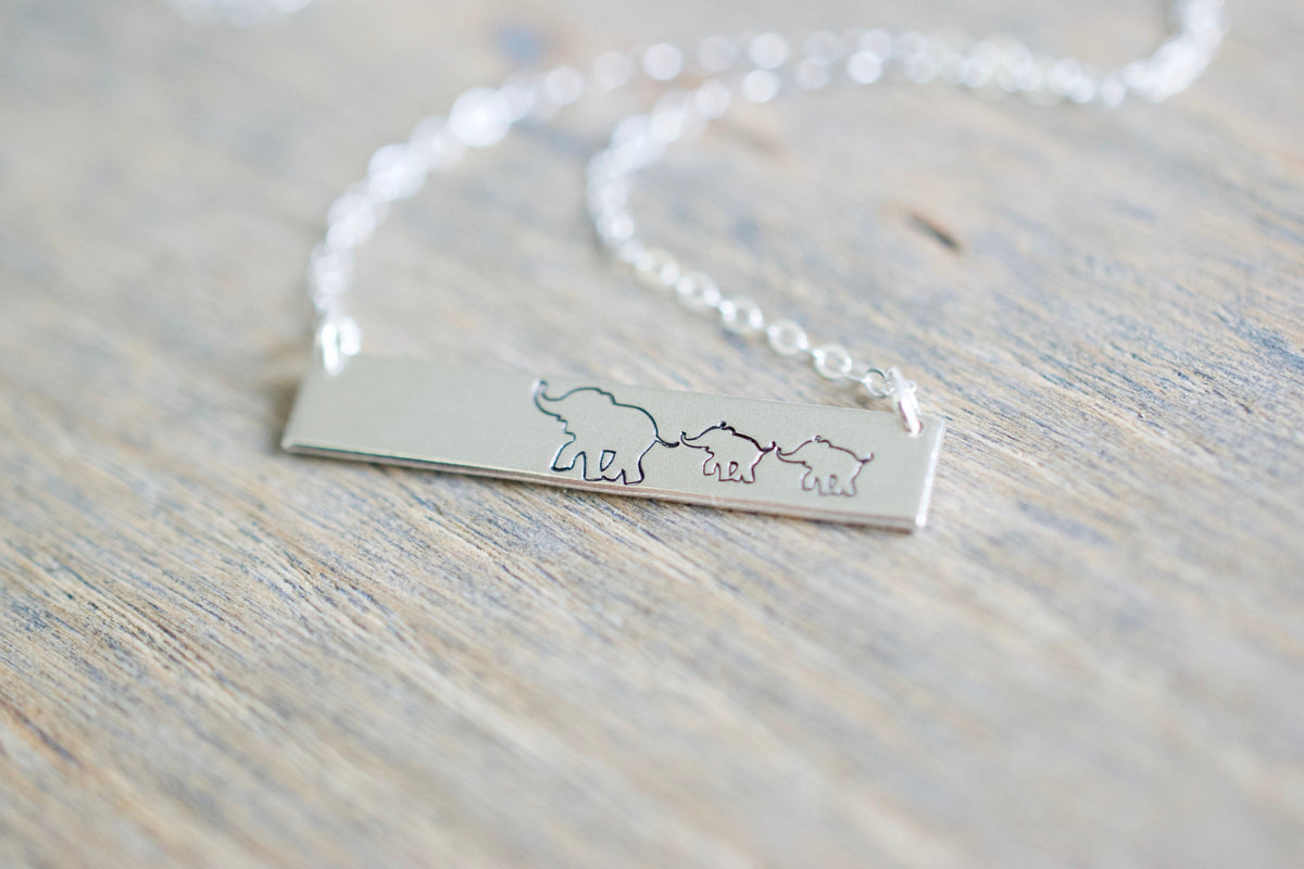 Elephant Mama and Baby Necklace 