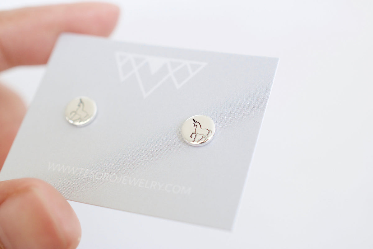 Unicorn Earrings - Sterling Unicorn Stud Earrings - Gift for her