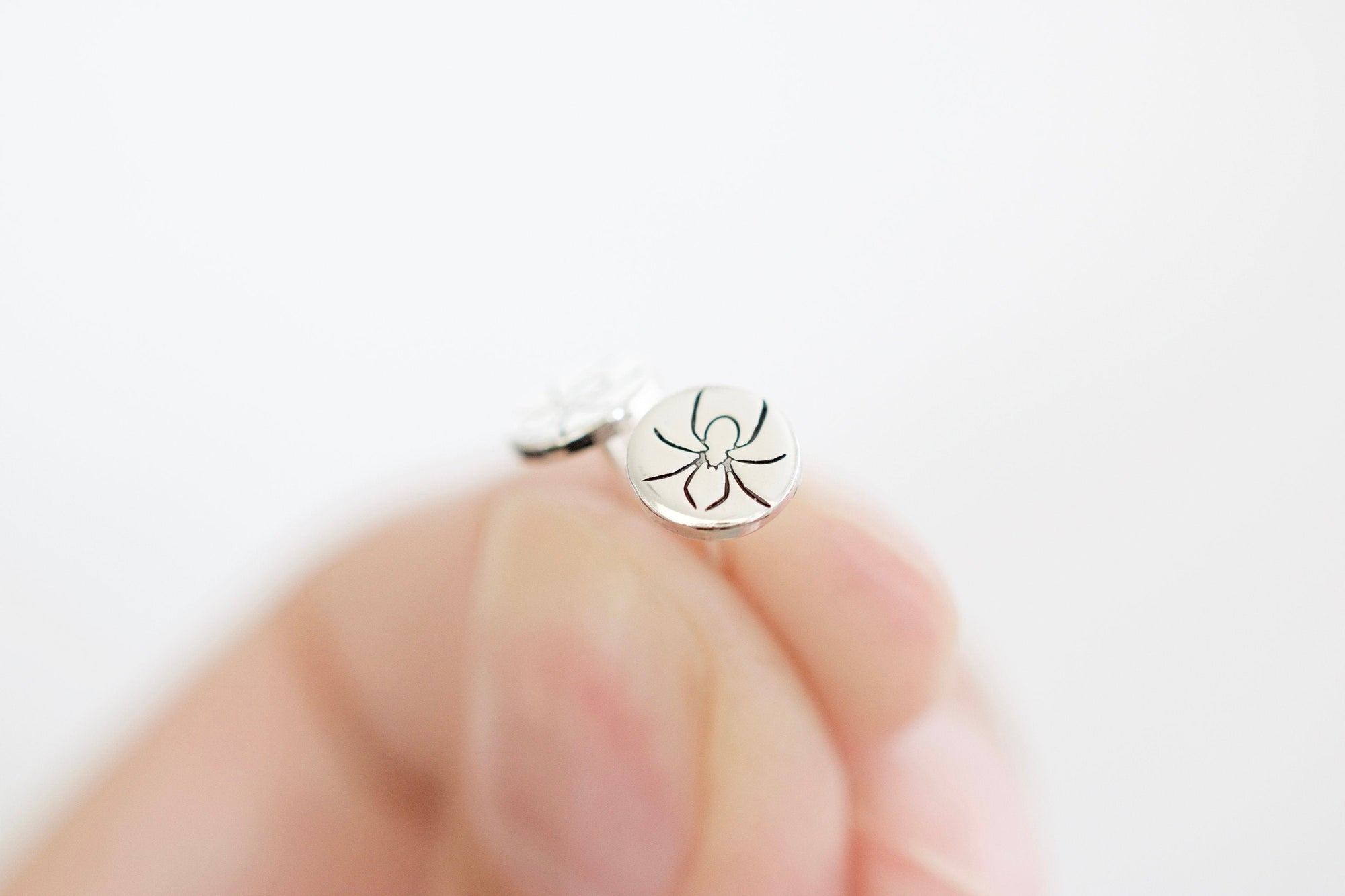 Spider Earrings - Sterling Arachnid Stud Earrings - Gift for her