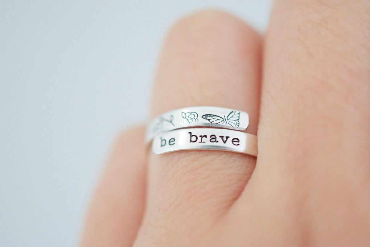 Be Brave Ring - Sterling Silver Butterfly Wrap Ring - Gift for Her