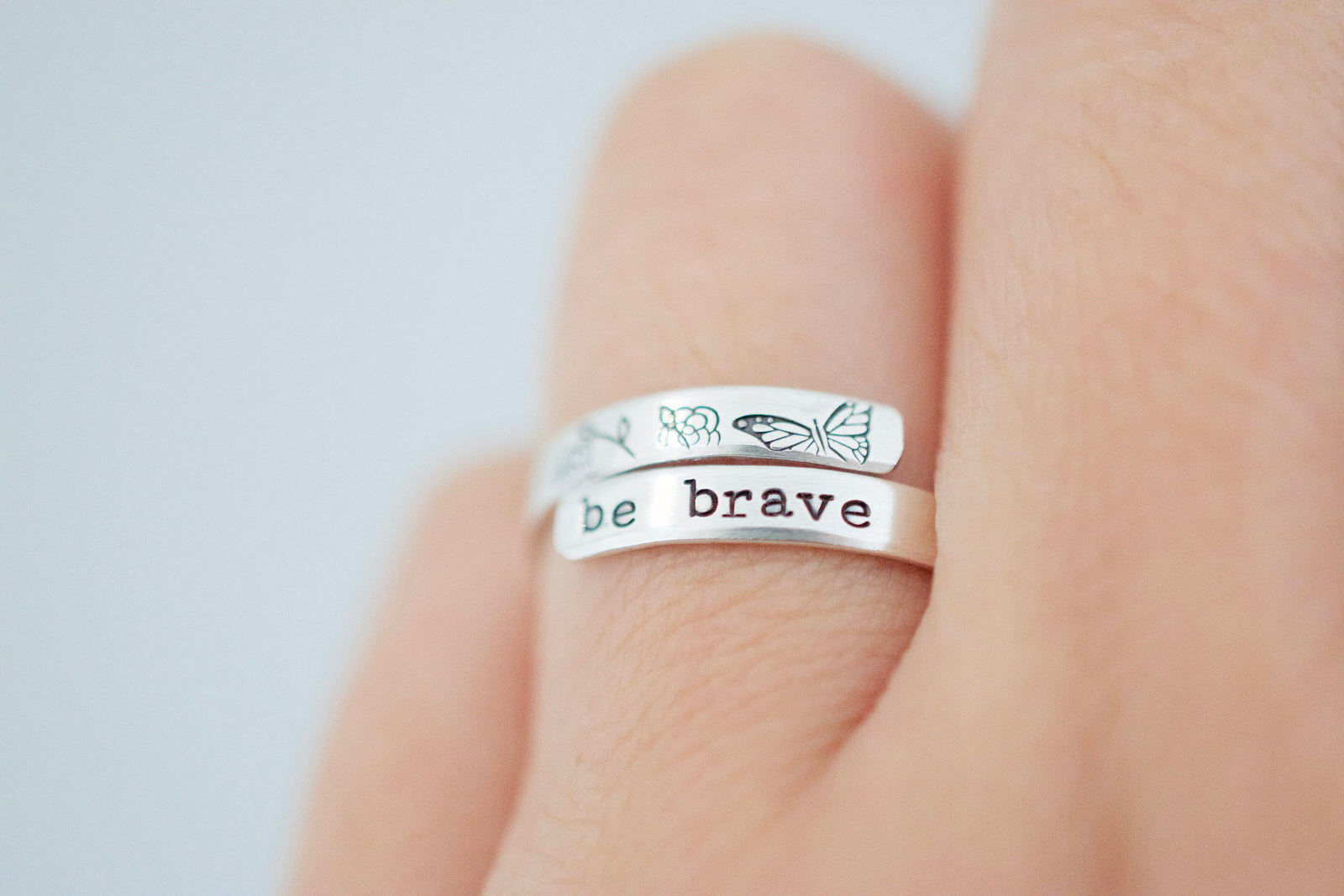 Be Brave Ring - Sterling Silver Butterfly Wrap Ring - Gift for Her