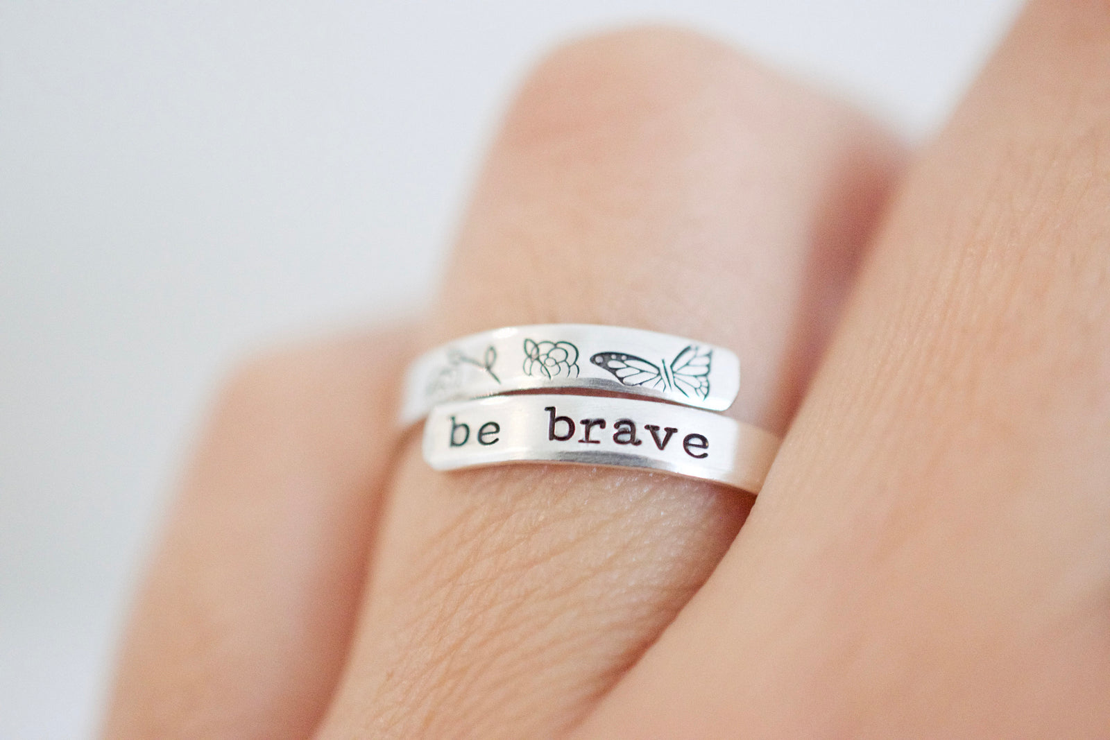 Be Brave Ring - Sterling Silver Butterfly Wrap Ring - Gift for Her
