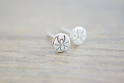 Spider Earrings - Sterling Arachnid Stud Earrings - Gift for her