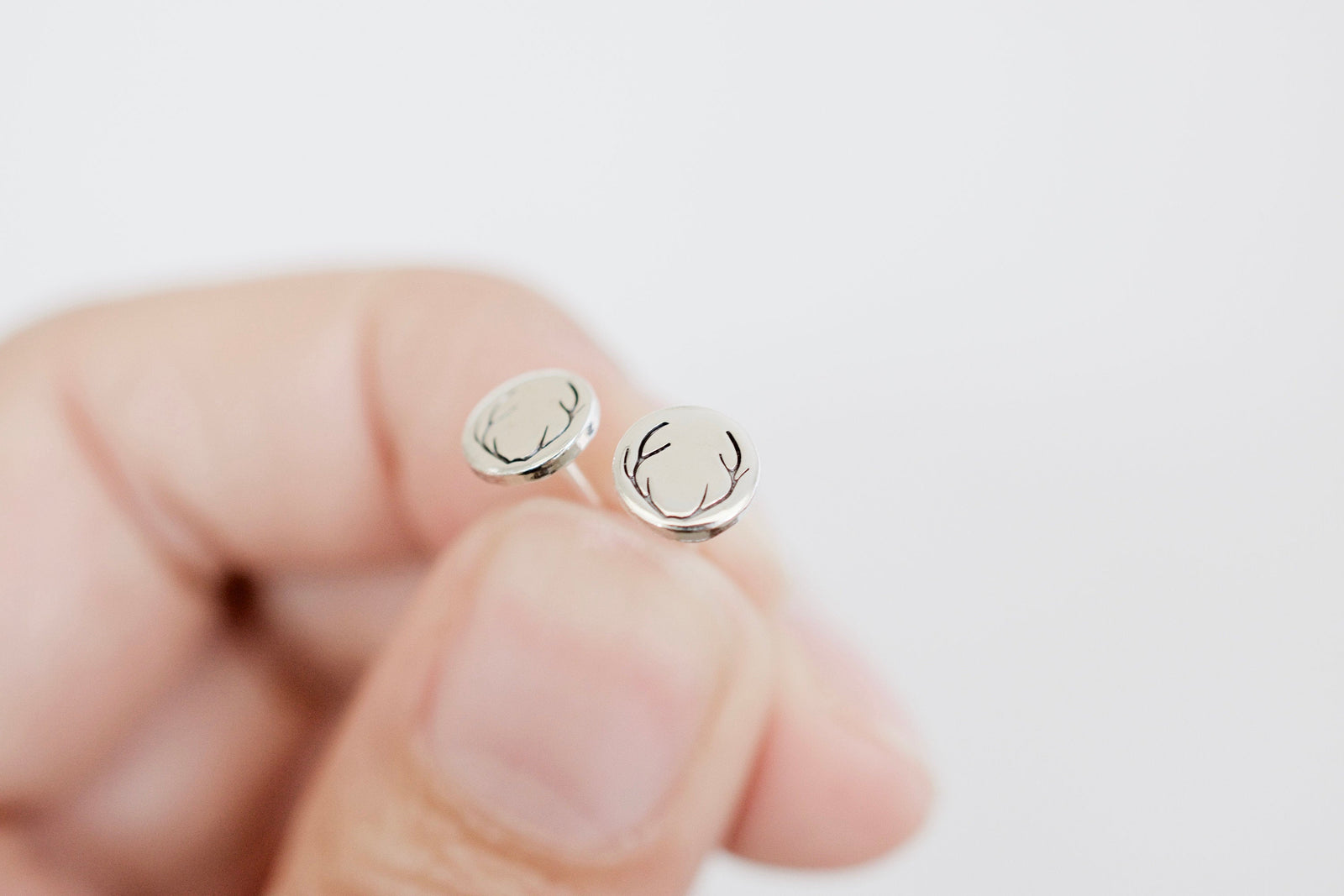 Antler Earrings - Sterling Deer Antler Stud Earrings