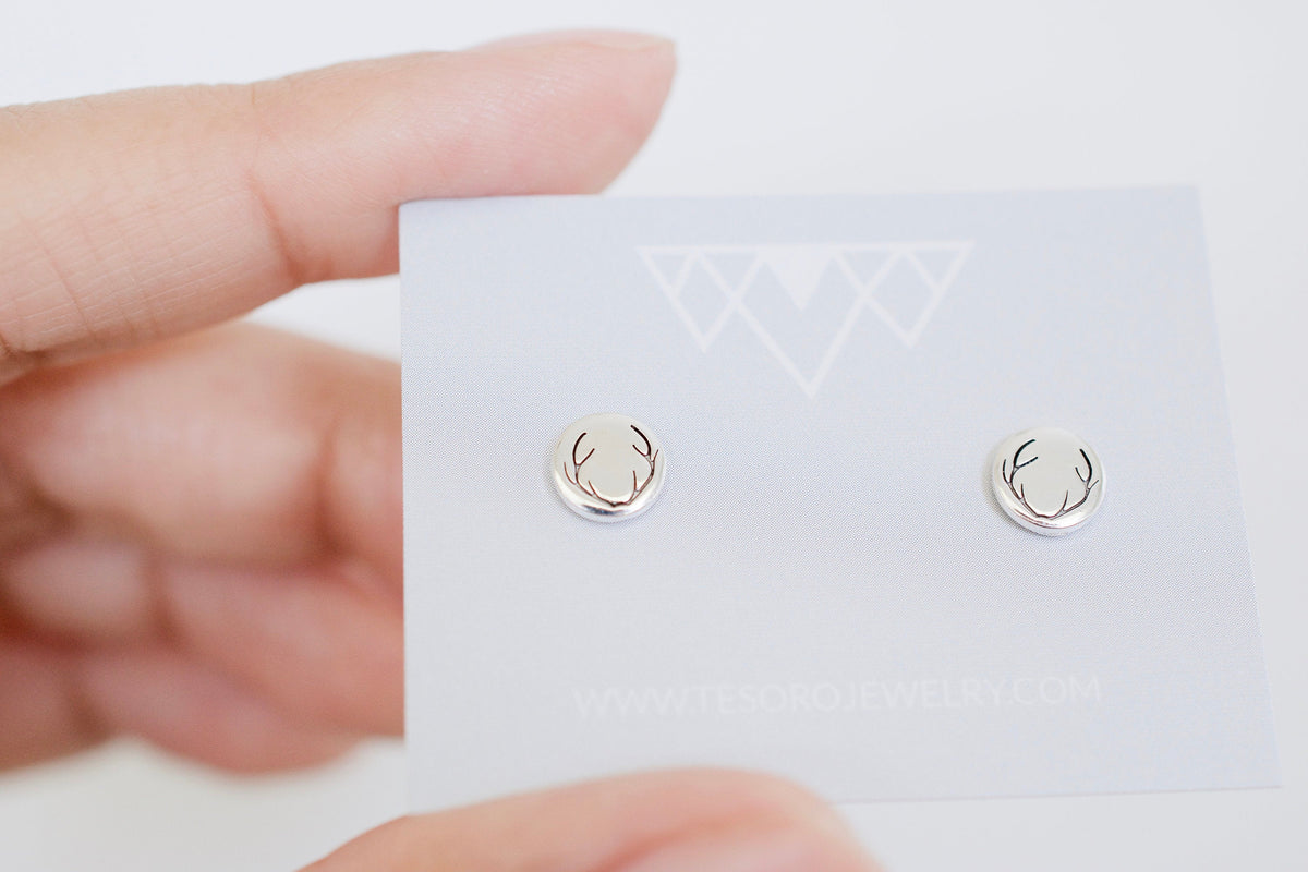 Antler Earrings - Sterling Deer Antler Stud Earrings
