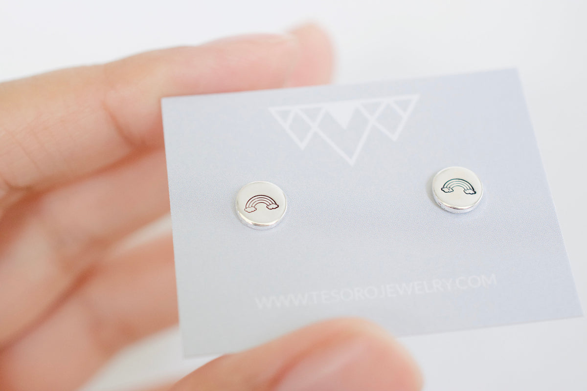 Rainbow Earrings - Sterling Rainbow Stud Earrings