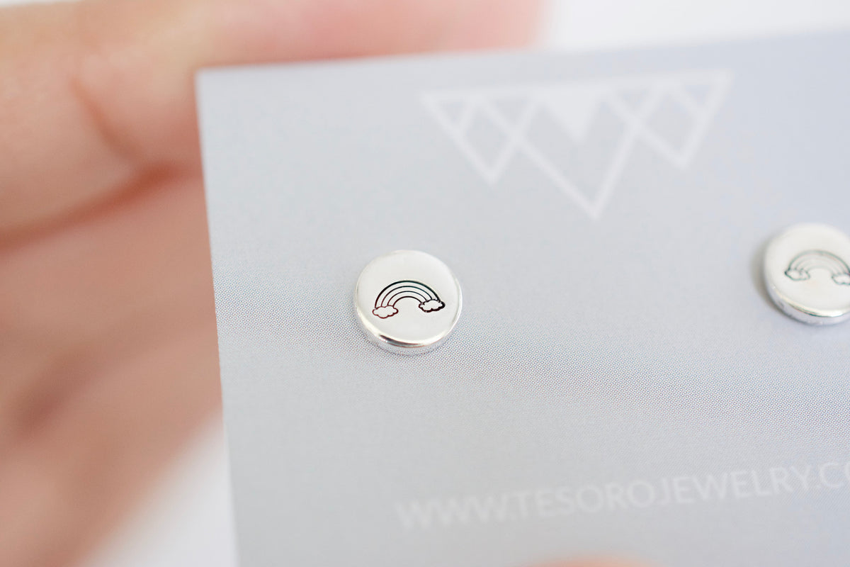 Rainbow Earrings - Sterling Rainbow Stud Earrings