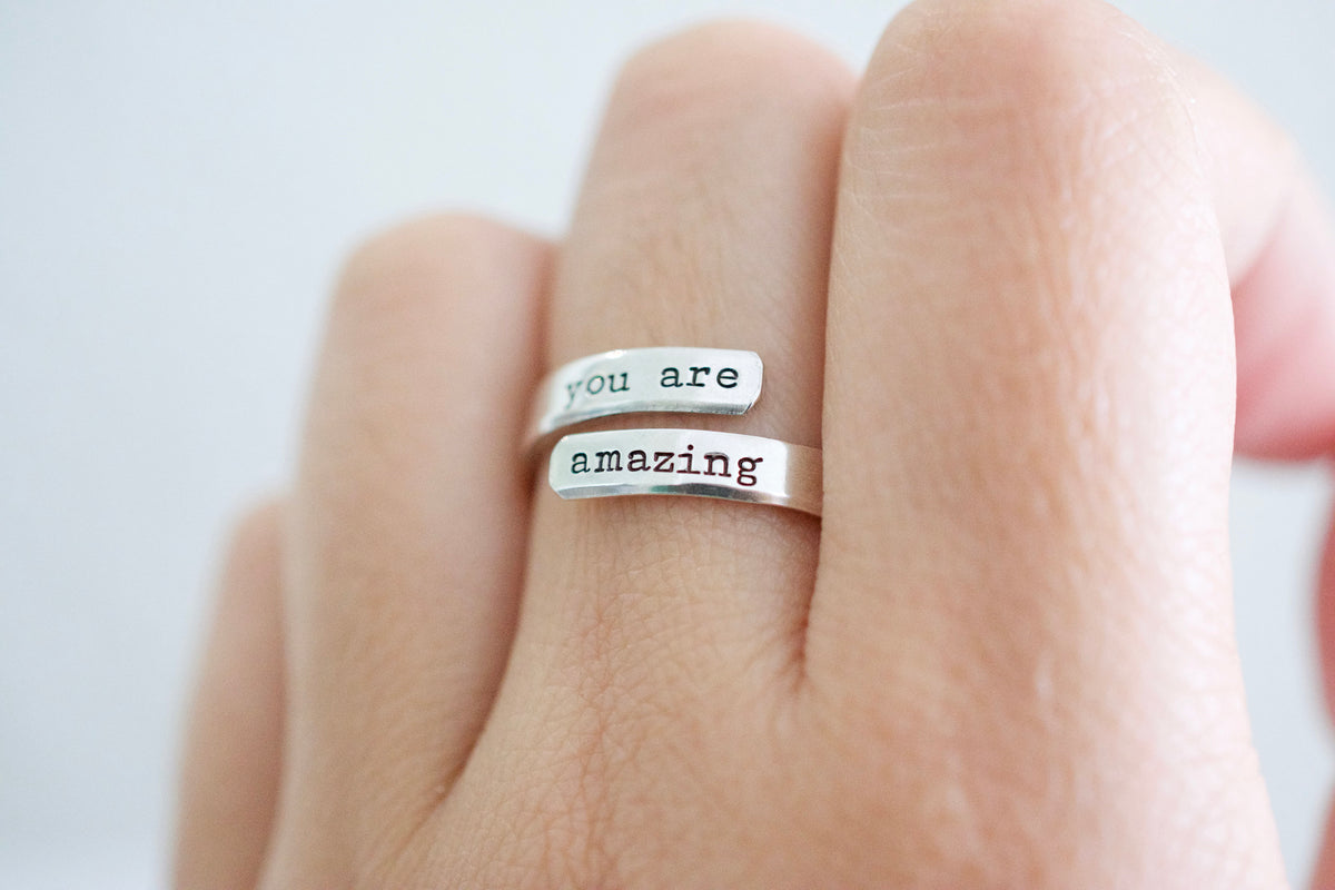 You are Amazing Ring - Sterling Silver Wrap Ring - Mom Jewelry