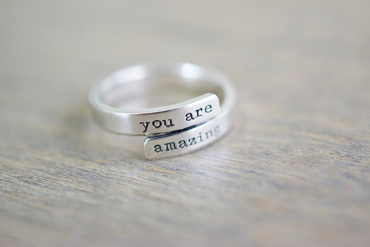 You are Amazing Ring - Sterling Silver Wrap Ring - Mom Jewelry