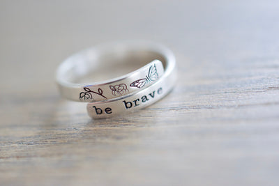 Be Brave Ring - Sterling Silver Butterfly Wrap Ring - Gift for Her