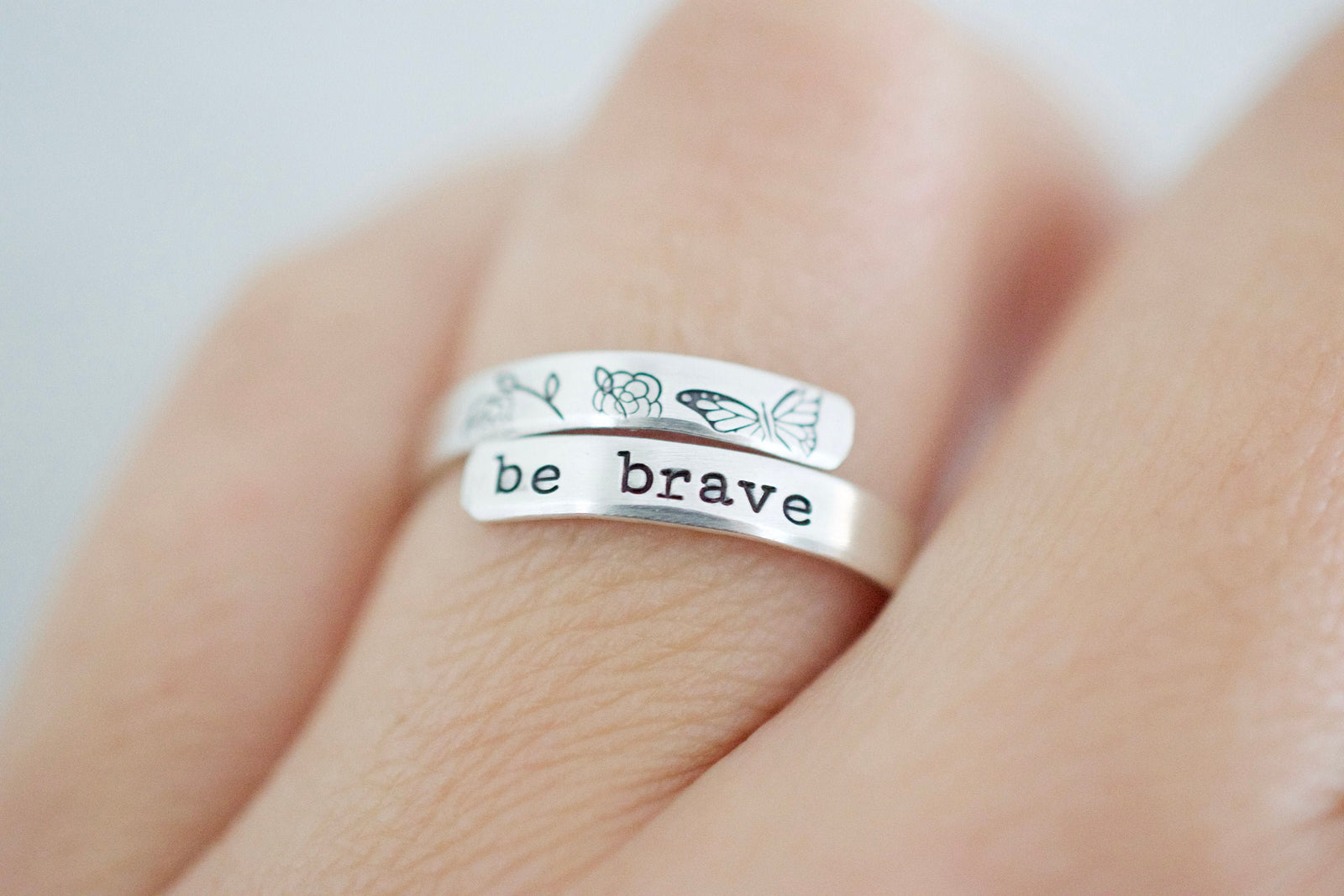 Be Brave Ring - Sterling Silver Butterfly Wrap Ring - Gift for Her