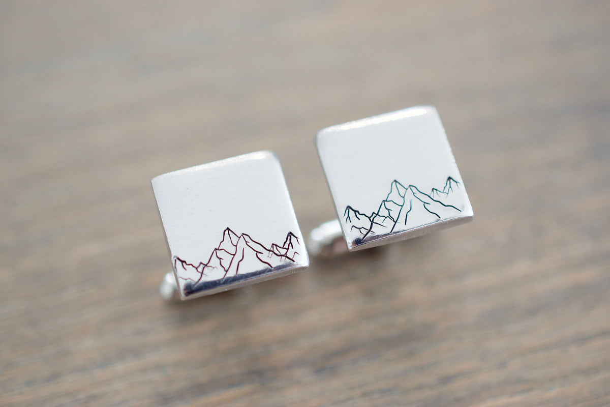 Mountain Cufflinks - Personalized Cufflinks - Gift for him, men, groom, dad