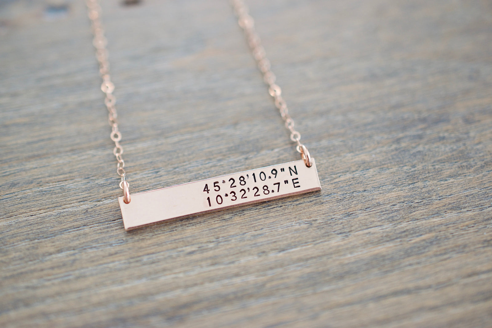 Coordinates Bar Necklace - Sterling, 14kt Gold Fill, Rose Gold - Latitude Longitude Necklace