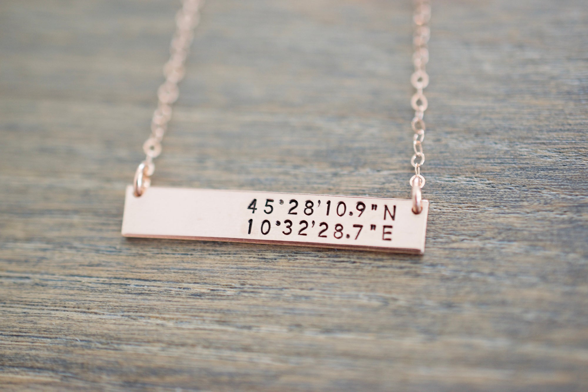 Coordinates Bar Necklace - Sterling, 14kt Gold Fill, Rose Gold - Latitude Longitude Necklace