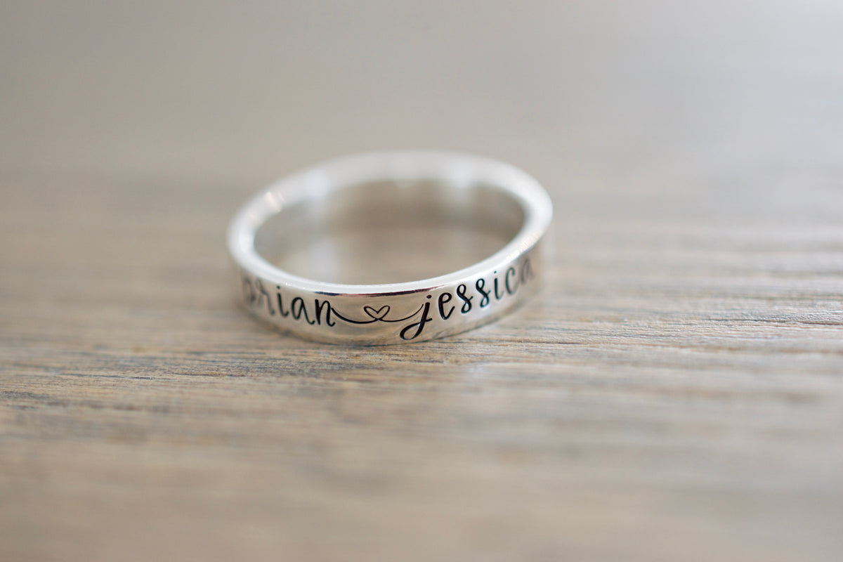 Custom Name Ring - Sterling Silver Ring - Couples Ring