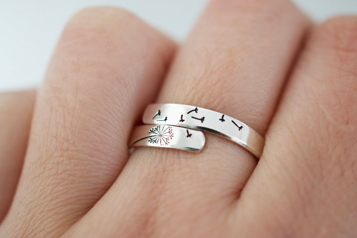 Dandelion Wrap Ring - Sterling Silver Ring